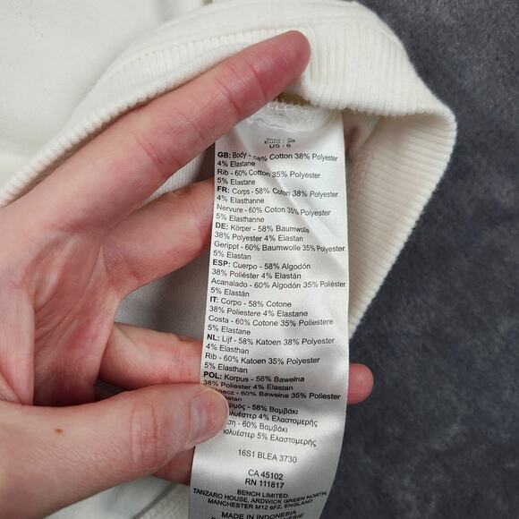 Bench Urbanwear Womens 3/4 sleeve loose fit White Sweater Top size Small - Picture 8 of 12